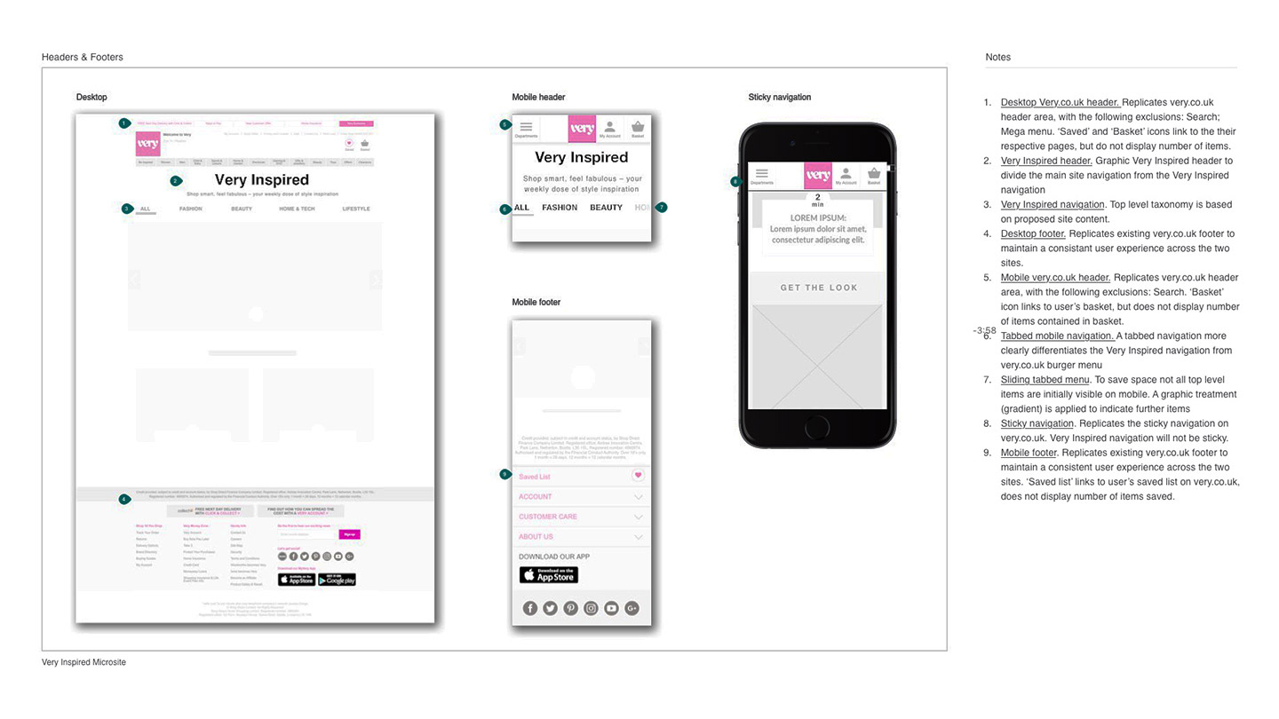 Header & footer wireframe