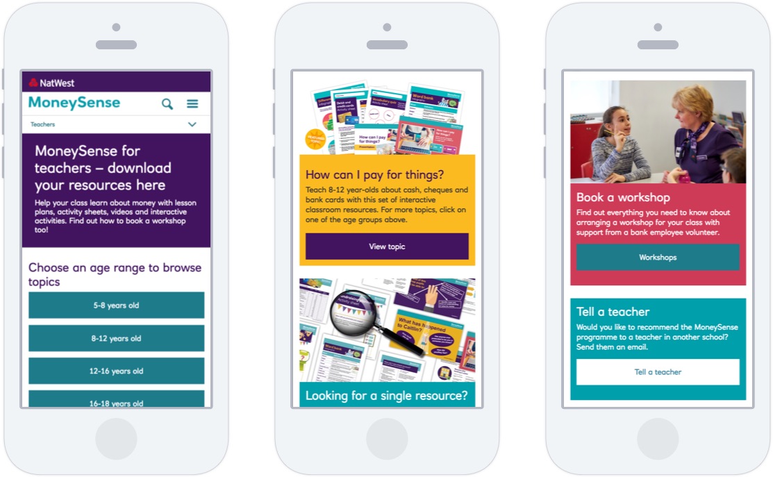 Teachers pages on mobile