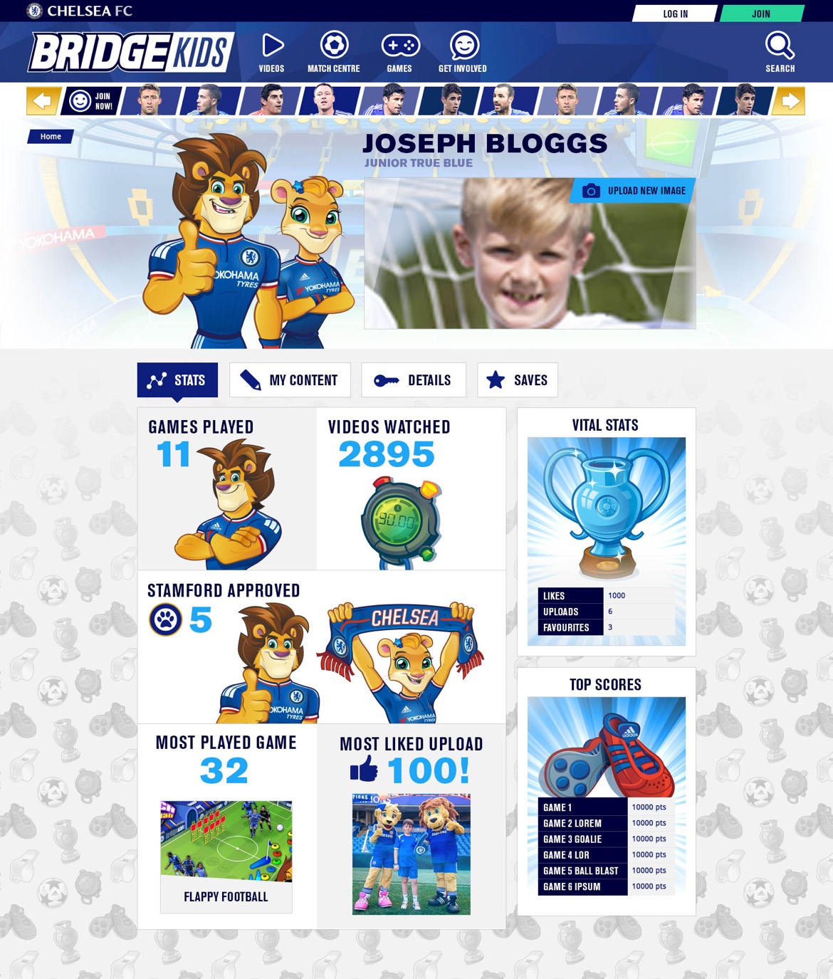 User profile page